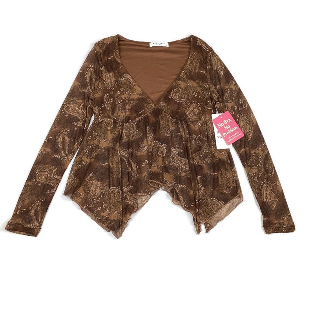 Good Days Project Paisley Print Sheer Peplum Top Festival Boho Western Grunge